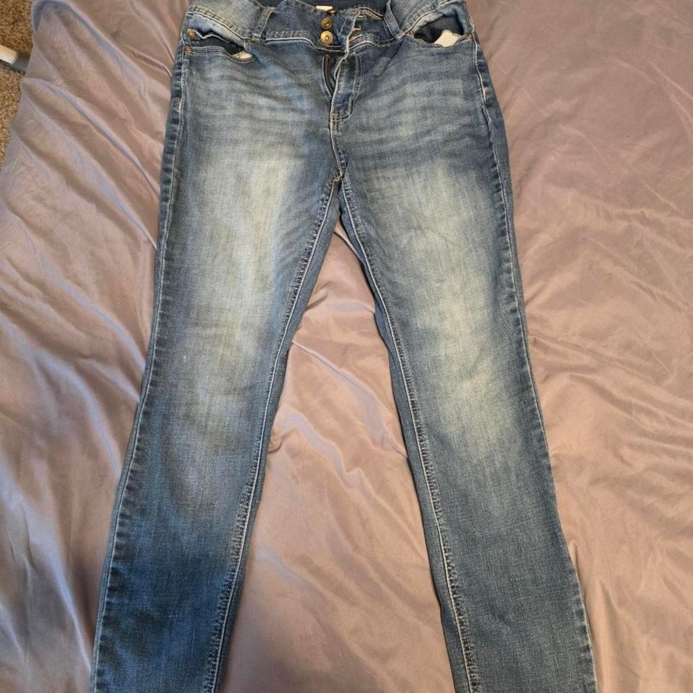 Low rise blue denim jeans‎